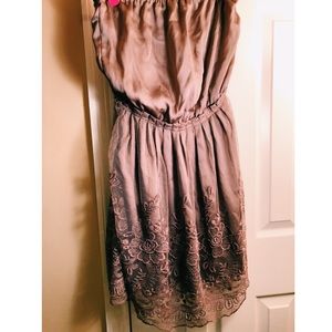 Boutique Mauve Strapless Dress with Lace